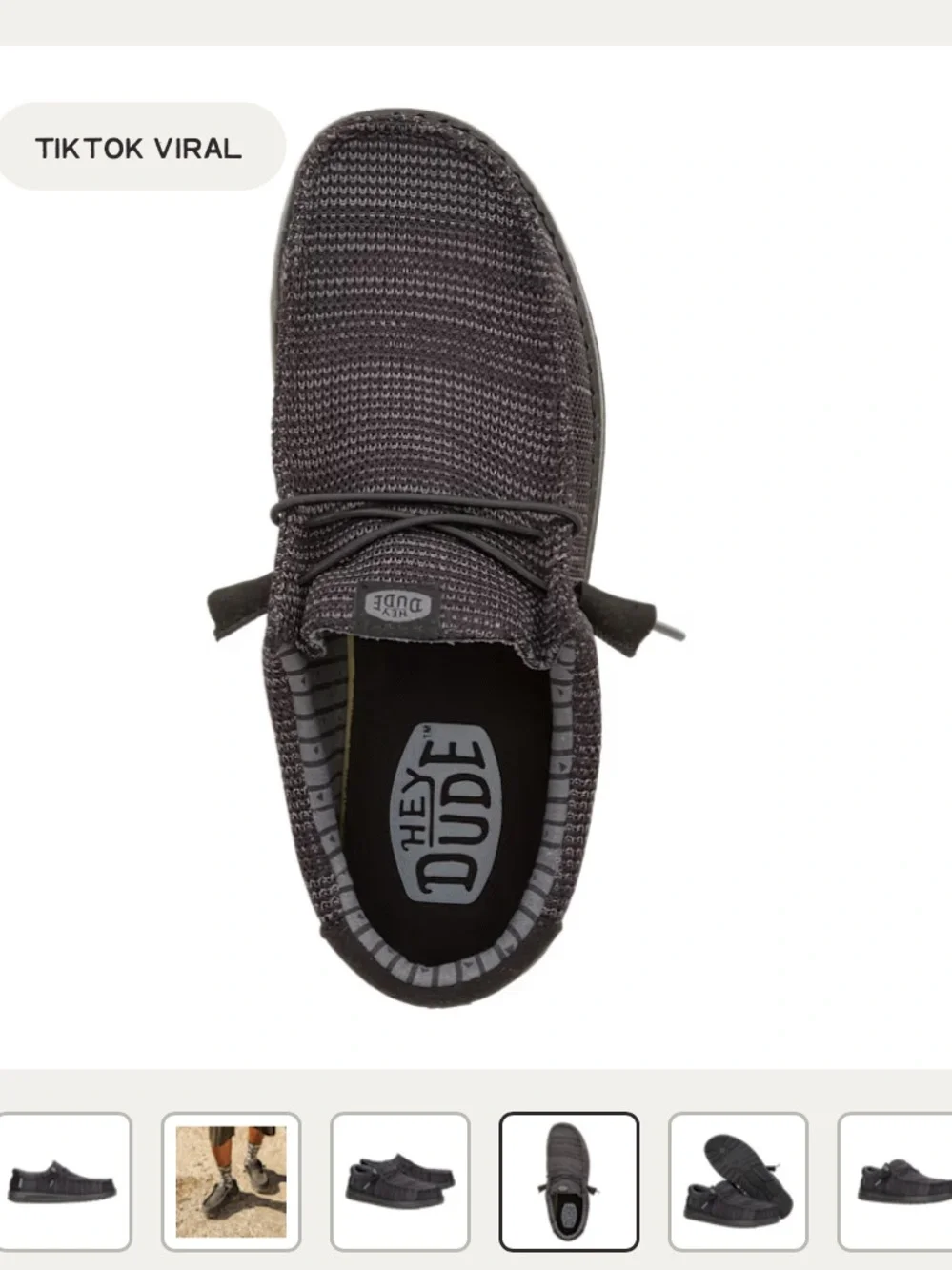 Hey Dude Wally Stretch Sox Black Knit Slip-On Loafers with Toggle Lacing